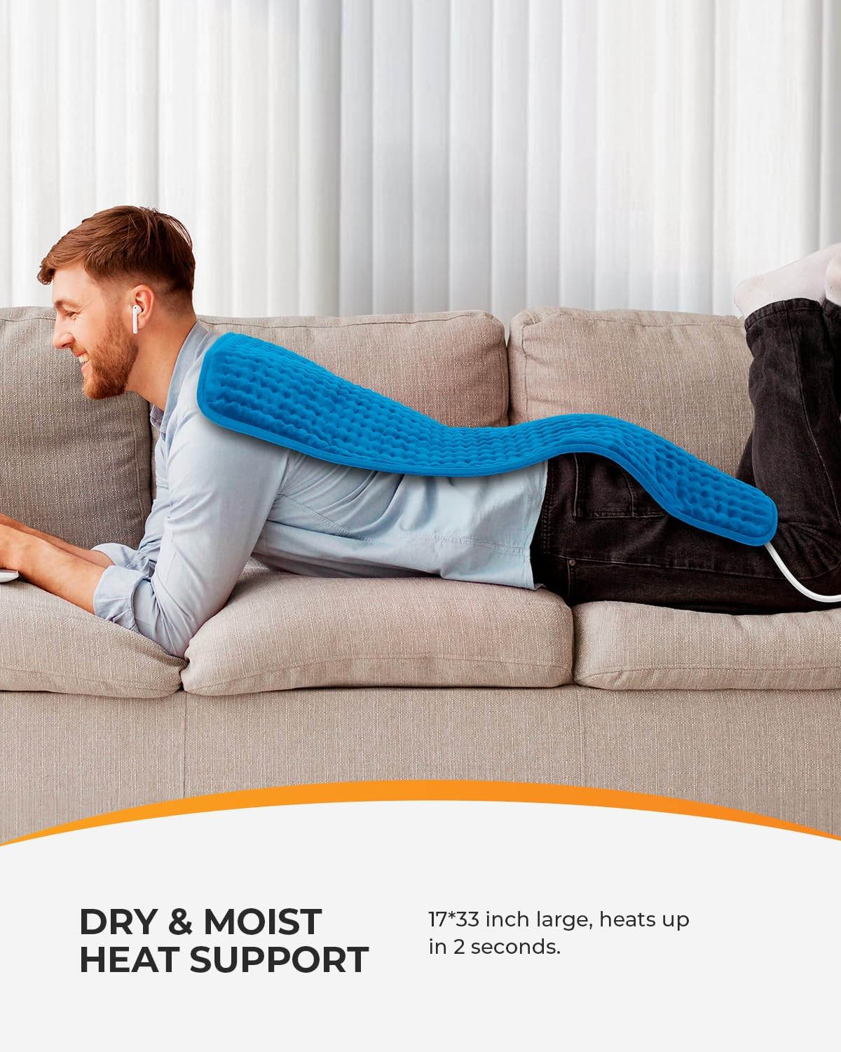 NA-H1223C Coococo 33"x17" Large Electric Heating Pad for Back Neck Shoulders Muscle Pain, Cramps Relief with Auto Shut off, 3 Timer, 6 Temp Controller, Gifts