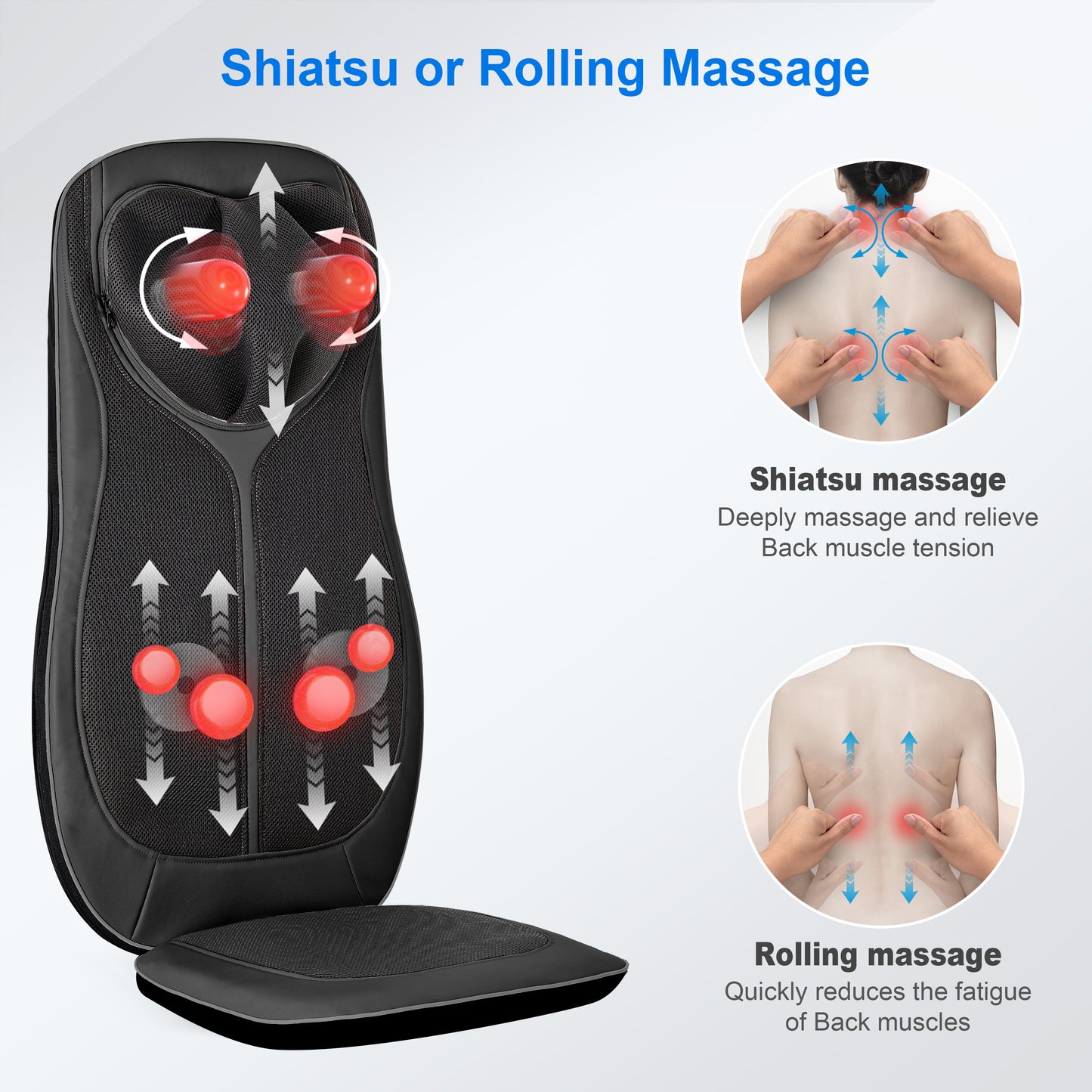 CooCoCo Shiatsu Neck & Back Massager with Heat - CO-2303B