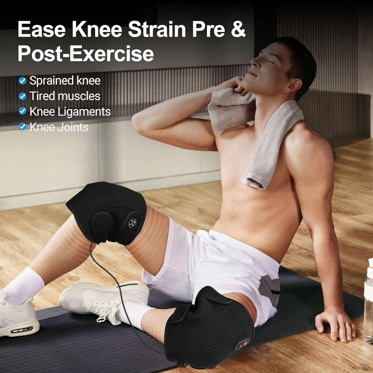 CO-5327-WM CooCoCo Knee Massager with Heat/Cold, Heated Knee Brace Wrap for Pain Relief,Gifts for Men