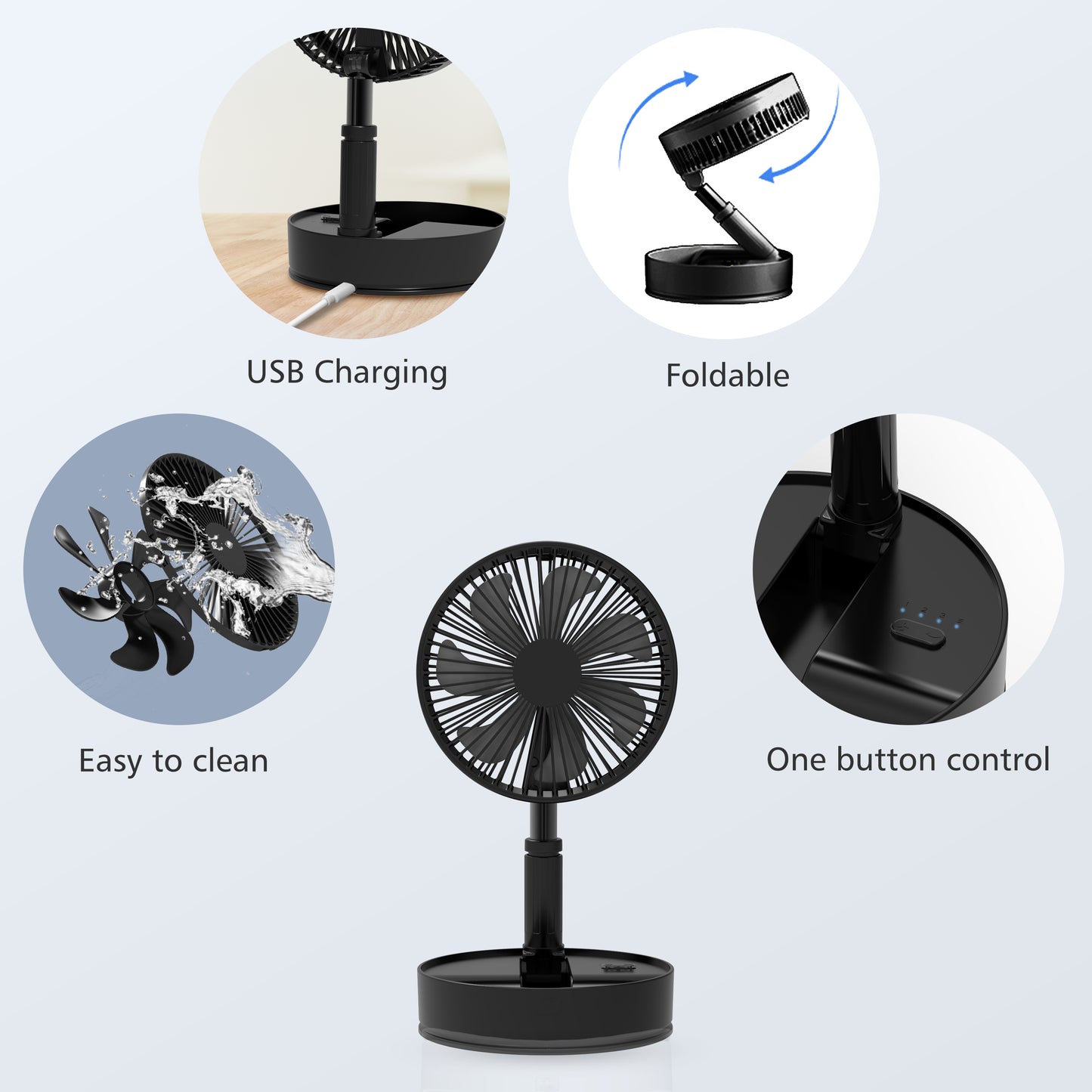 CooCoCo Cordless Foldable Portable Fan - CO-P11B