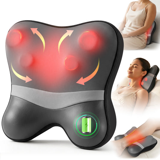 CooCoCo Cordless Neck and Back Massager with Heat - FSA HSA Store Eligible - Shiatsu Deep Tissue Kneading Massager for Neck, Shoulder & Muscle Pain Relief