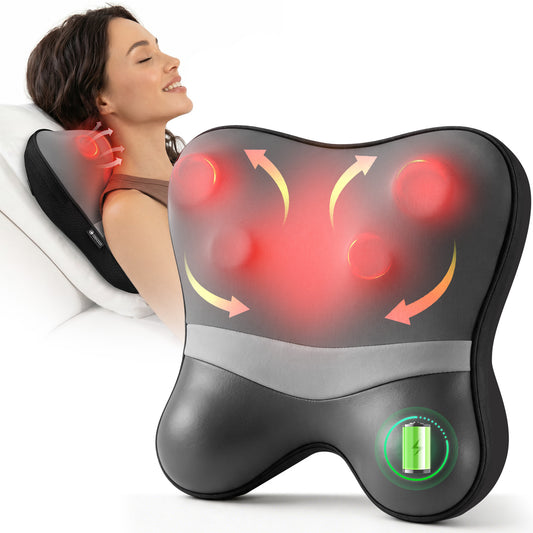 CooCoCo Cordless Neck and Back Massager with Heat - FSA HSA Store Eligible - Shiatsu Deep Tissue Kneading Massager for Neck, Shoulder & Muscle Pain Relief