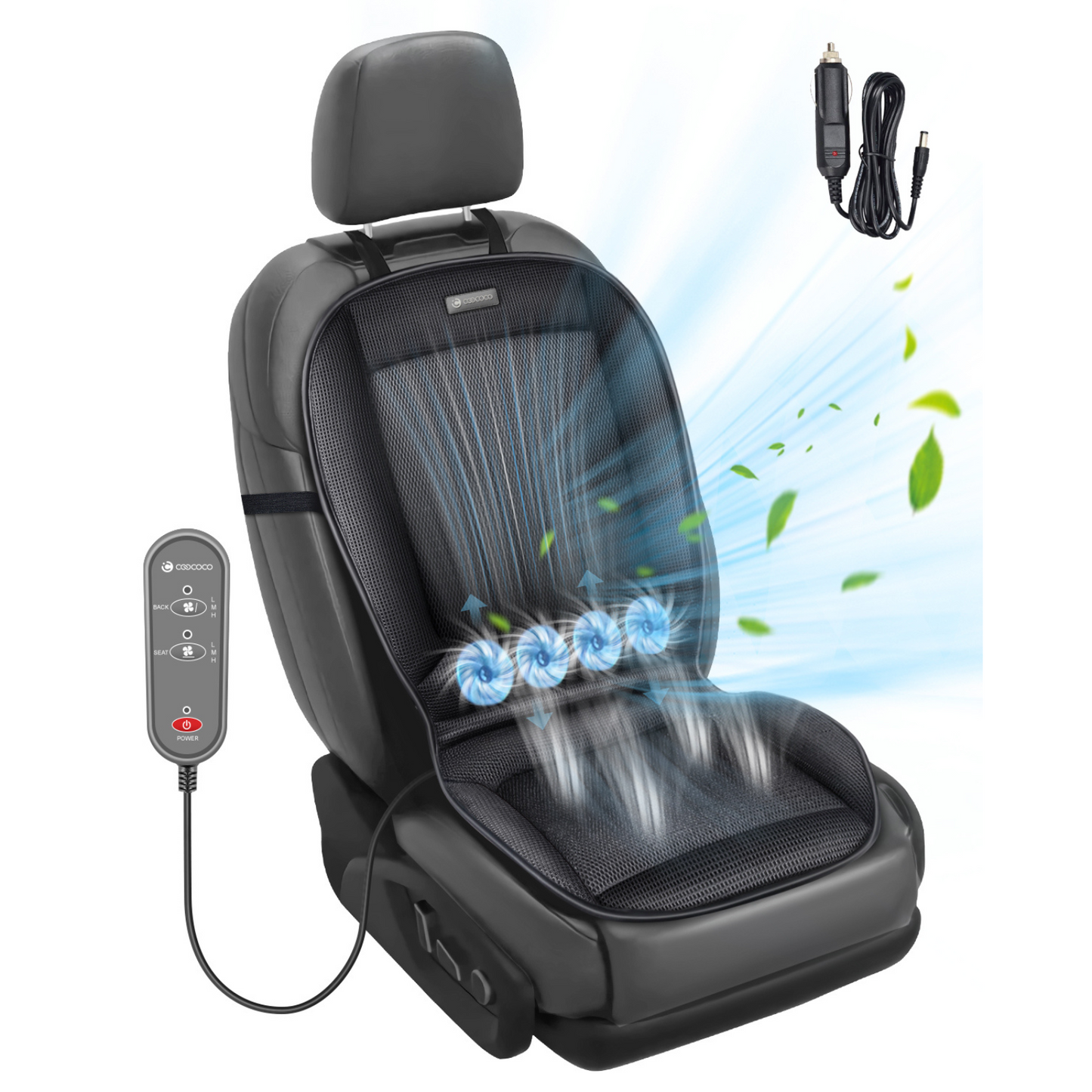 CooCoCo Cooling Car Front Seat Cover, Ventilated Car Seat Cushion - CO-2416