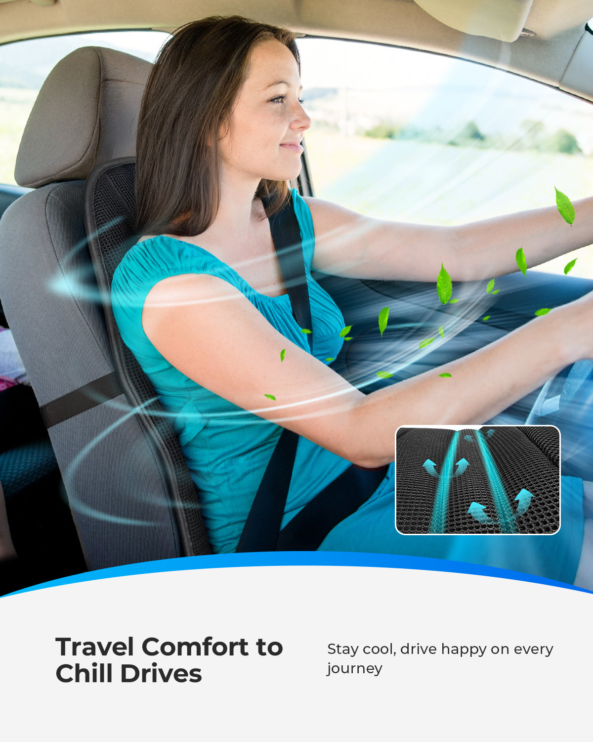 CooCoCo Cooling Car Front Seat Cover, Ventilated Car Seat Cushion - CO-2416