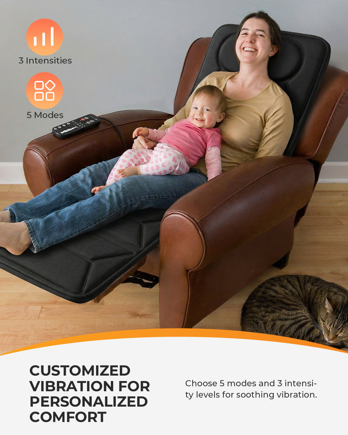 CooCoCo 66.5" Full Body Massage Mat with 3 Heating Zones - 10 Motors Vibration Massage Pad for Back, Neck & Legs - Heated Mattress Pad for Bed, Sofa & Recliner