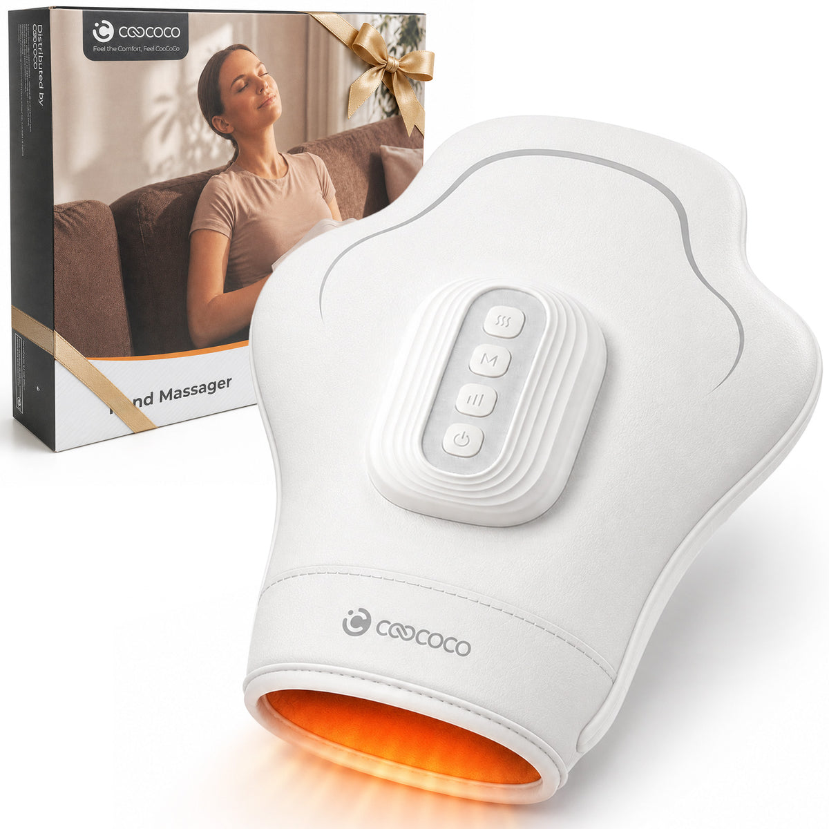 CooCoCo Cordless Hand Massager with Heat and Compression – Air Compression Massager for Arthritis, Palm & Wrist Pain Relief (Fits Left & Right Hand) - CO-4610