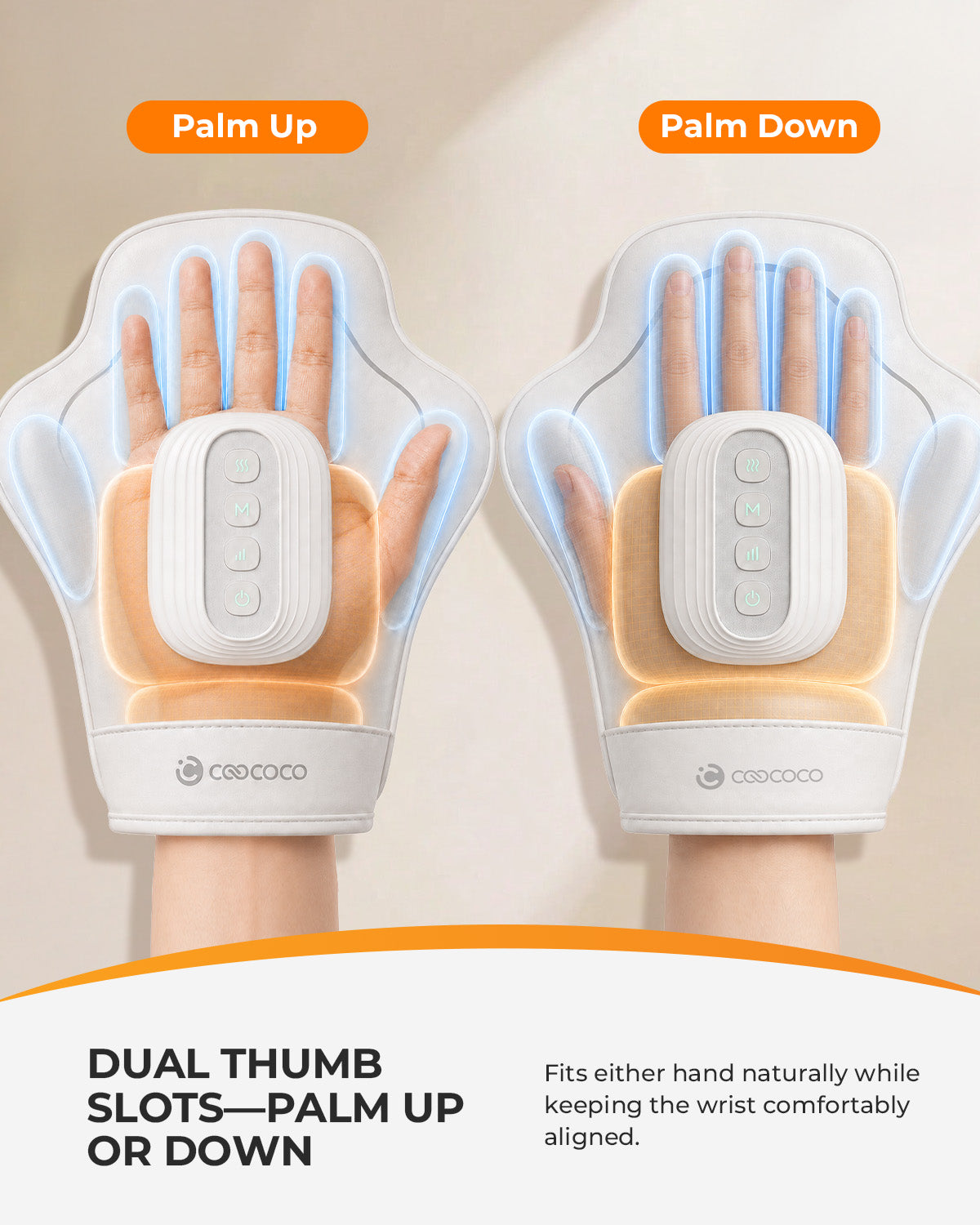 CooCoCo Cordless Hand Massager with Heat and Compression – Air Compression Massager for Arthritis, Palm & Wrist Pain Relief (Fits Left & Right Hand) - CO-4610