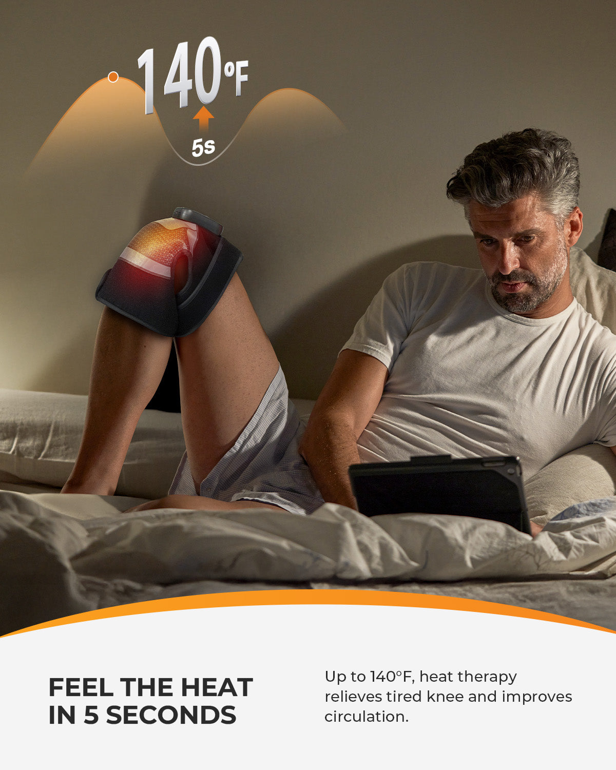 Cordless Knee Massager for Pain Relief – Wireless Heated Knee Wrap with Vibration