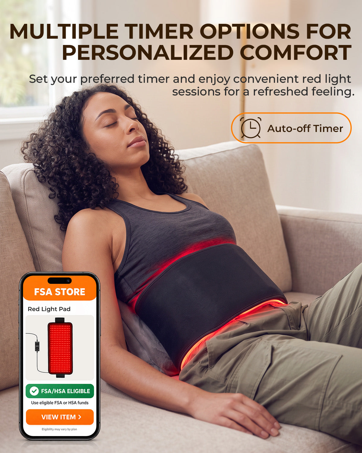 CooCoCo Large Red Light Therapy Mat for Body Relief – 12"x24" Infrared Heating Pad with 660nm & 850nm LEDs (276 Light Chips) - CO-6515-BLK