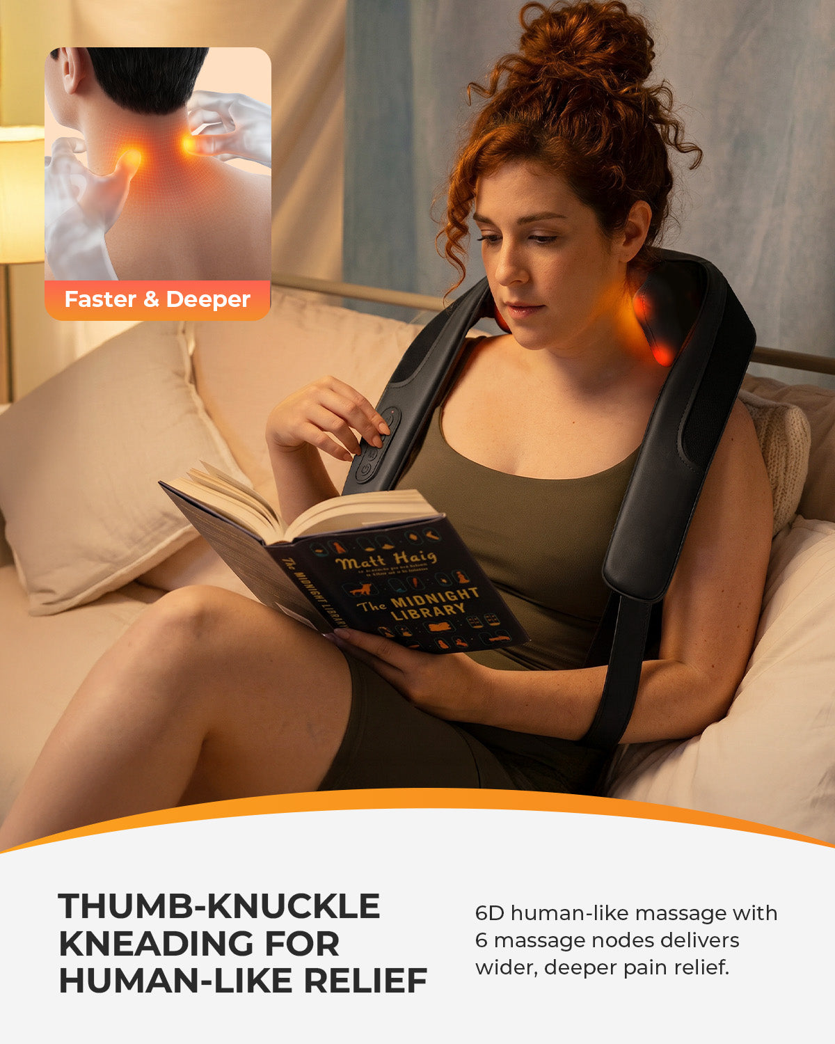 660nm & 850nm Red Light Therapy Neck and Shoulder Massager with Heat - Cordless 6D Kneading - CO-6812L-GRY