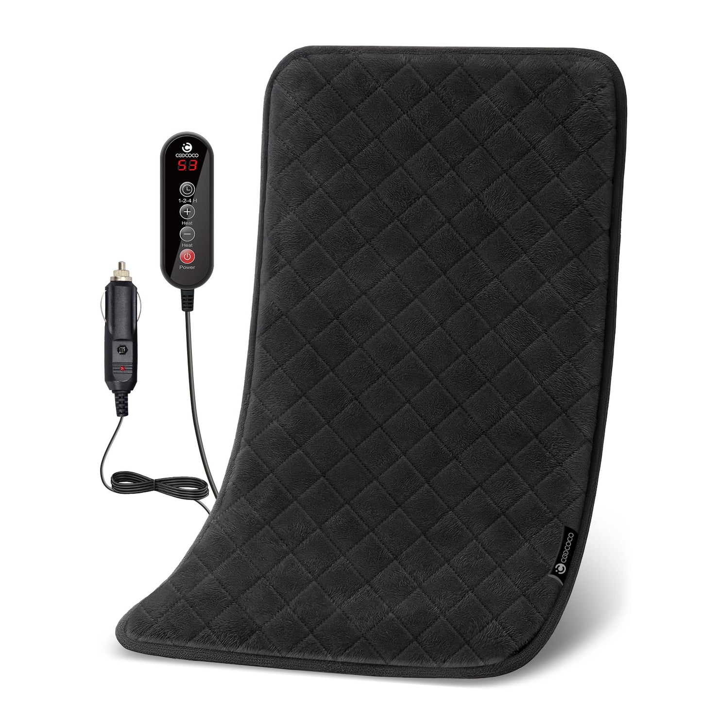 WM-6408-02 CooCoCo 12V/24V Car Heated Blanket, Electric Warming Blanket with Car Plug for Vehicles, Car Heating Pad for Back, Shoulder, Leg