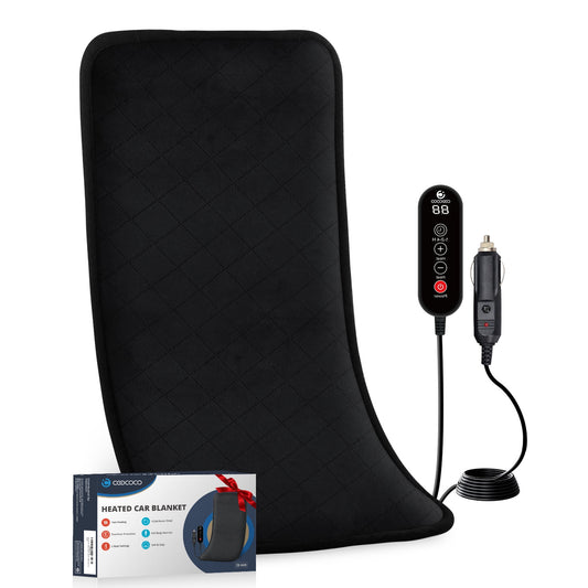 WM-6408-02 CooCoCo 12V/24V Car Heated Blanket, Electric Warming Blanket with Car Plug for Vehicles, Car Heating Pad for Back, Shoulder, Leg