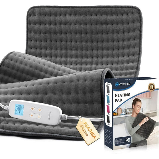 WM-1223C Coococo 33"x17" Large Electric Heating Pad for Back Neck Shoulders Muscle Pain, Cramps Relief with Auto Shut off, 3 Timer, 6 Temp Controller, Gifts