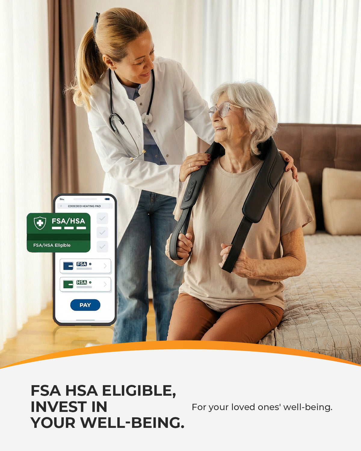 CooCoCo Cordless Neck Massager with Heat – 6D Shiatsu, Remote Control, Dual Heat Zones, FSA/HSA Eligible