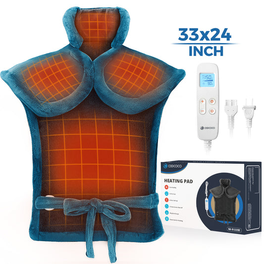 Coococo 24x33 Large Heating Pad for Back and Shoulder, Large Electric Heat Pad with 6 Heat Settings Machine Washable,1
