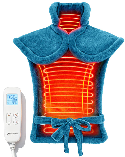 WM-H1222D CooCoCo 37"x24" Heating Pad for Neck and Shoulders and Back, Heat Pad for Back Pain Relief, Full Back Heated Pad, 6 Heat Settings 3 Timers Auto-Off