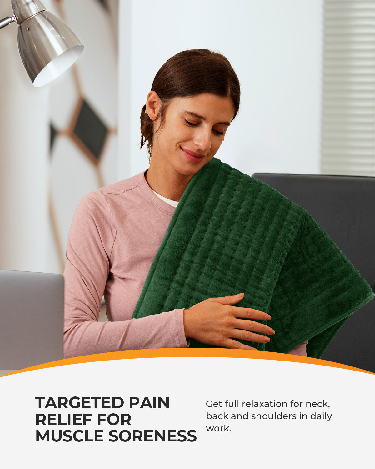 WM-HP01-GRN Coococo 33"x18" Large Electric Heating Pad for Back Neck Shoulders Muscle Pain, Cramps Relief with Auto Shut off, 3 Timer, 6 Temp Controller, Gifts