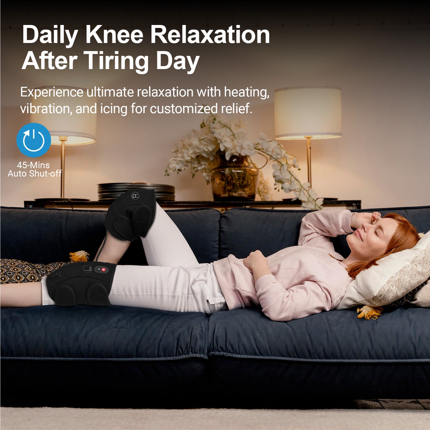 CO-5327-WM CooCoCo Knee Massager with Heat/Cold, Heated Knee Brace Wrap for Pain Relief