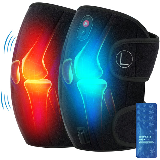 CO-5327-WM CooCoCo Knee Massager with Heat/Cold, Heated Knee Brace Wrap for Pain Relief, Gifts for Men