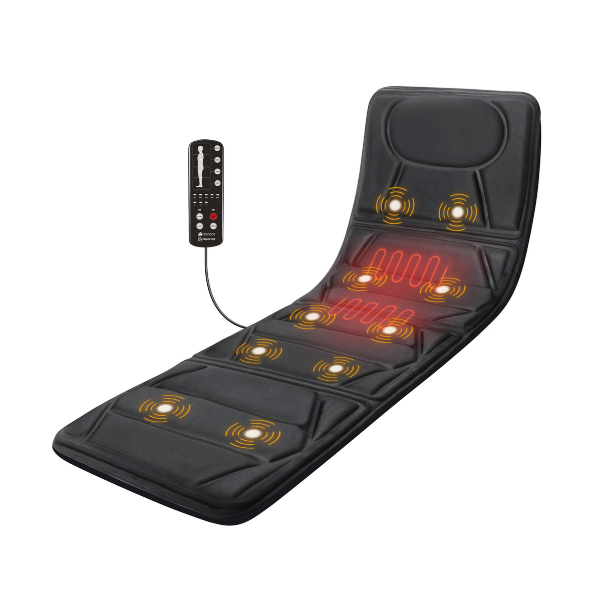 WM-CO-3911S Coococo Full Body Massage Mat with Heat, Back Massager, 10 Motors Vibrating Massaging Mattress