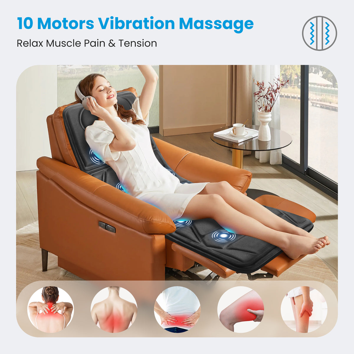 WM-CO-3911S Coococo Full Body Massage Mat with Heat, Back Massager, 10 Motors Vibrating Massaging Mattress