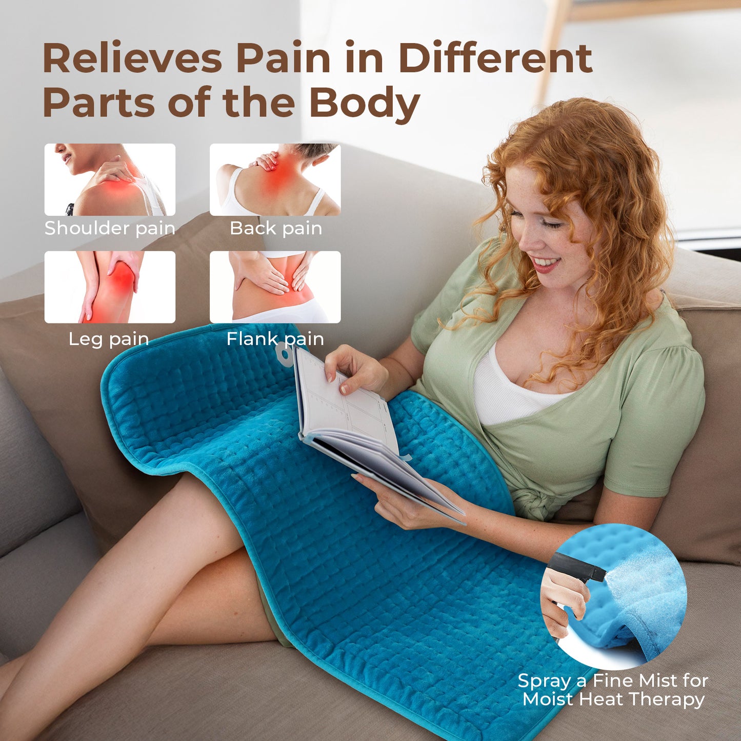 NA-H1223C Coococo 33"x17" Large Electric Heating Pad for Back Neck Shoulders Muscle Pain, Cramps Relief with Auto Shut off, 3 Timer, 6 Temp Controller, Gifts