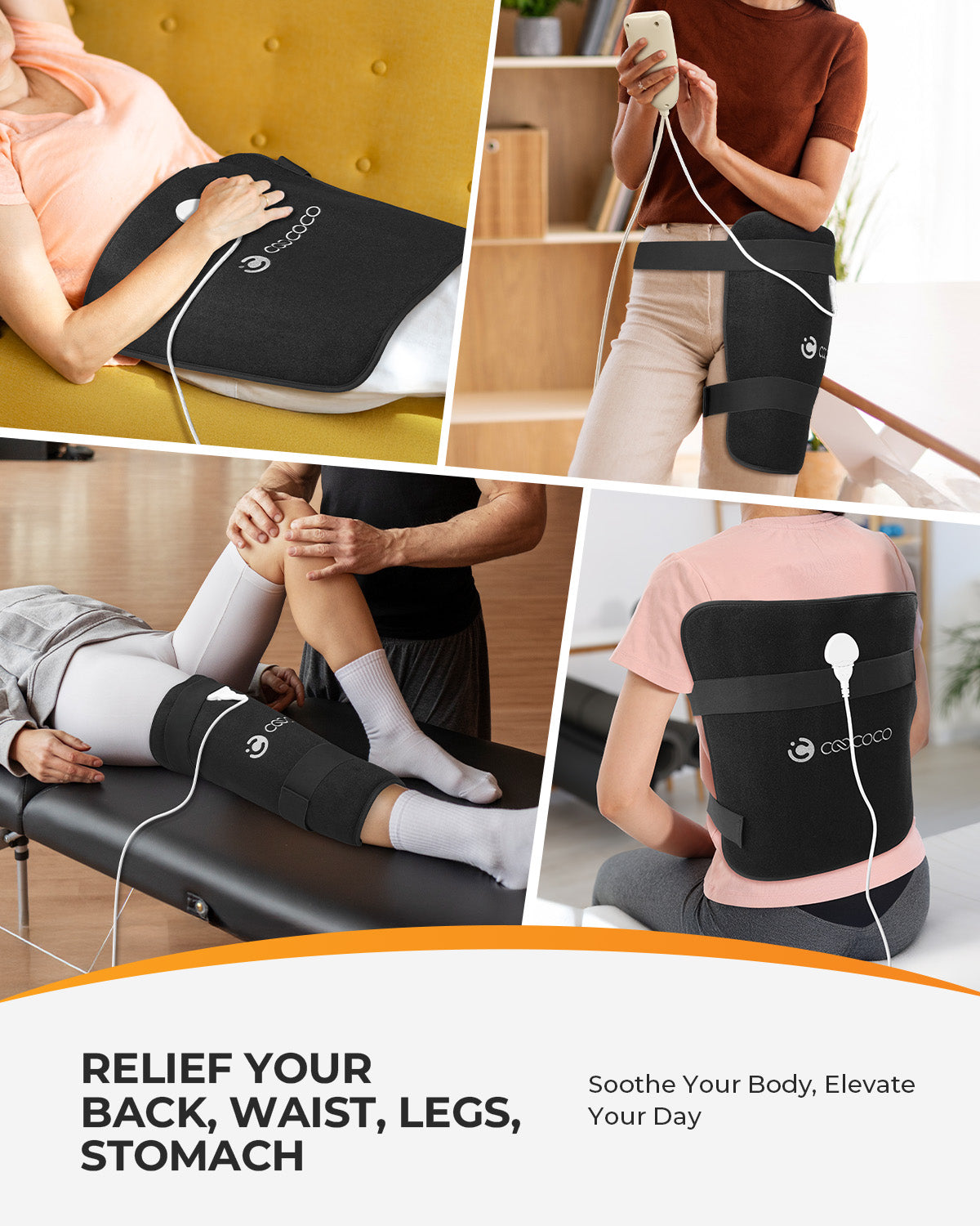 CooCoCo Hip Heating Pad for Sciatica & Hip Pain Relief – FSA/HSA Eligible Electric Heated Hip Brace with 6 Heat Levels & 4 Timers