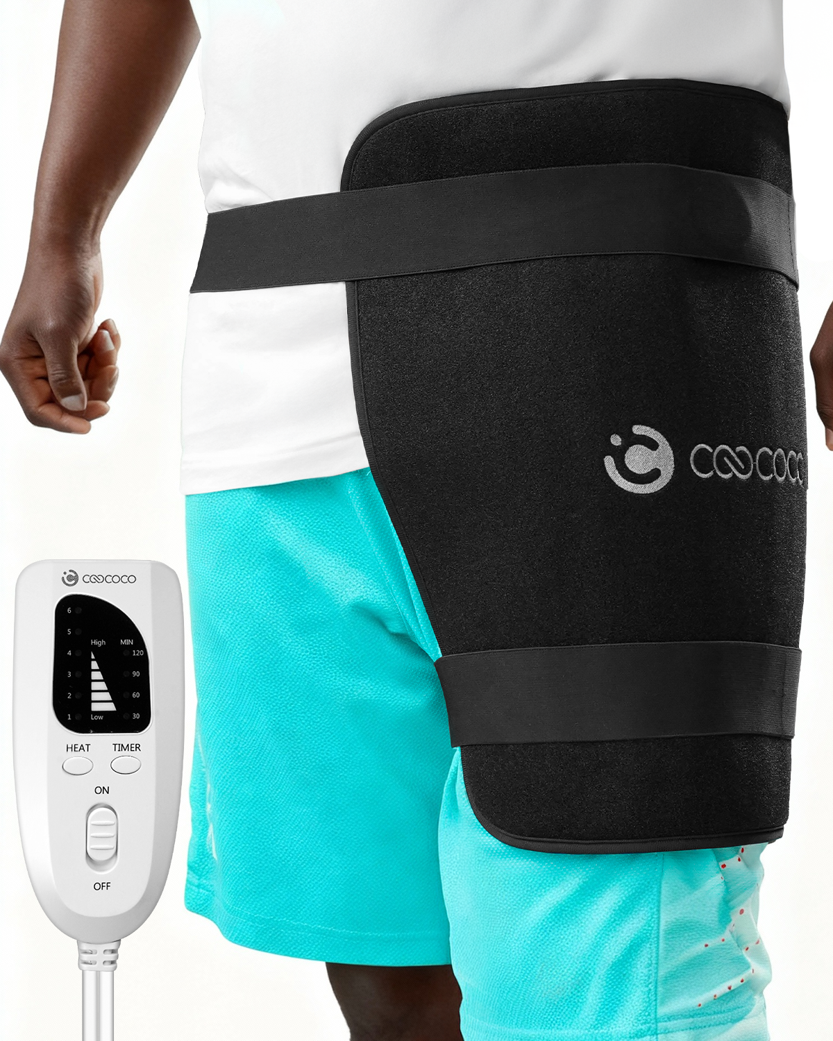 CooCoCo Hip Heating Pad for Sciatica & Hip Pain Relief – FSA/HSA Eligible Electric Heated Hip Brace with 6 Heat Levels & 4 Timers