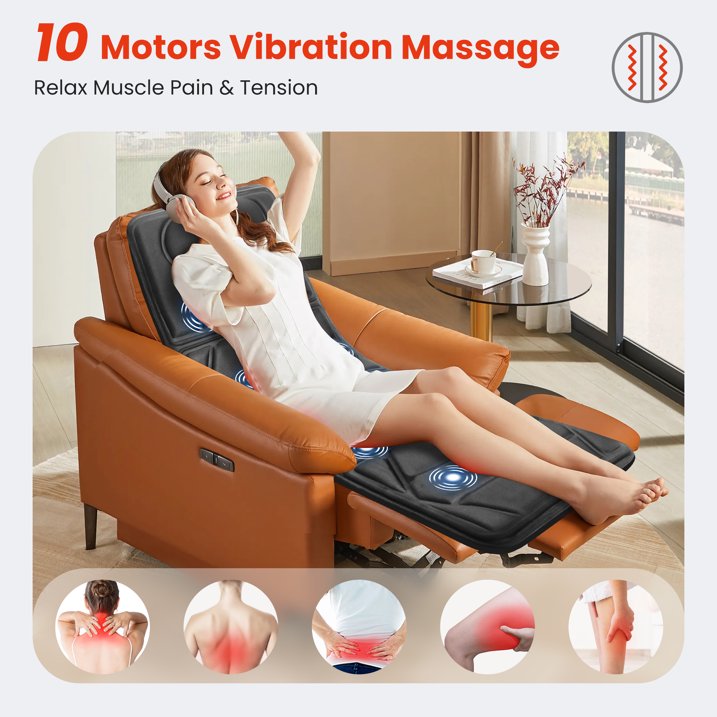 Heated Full Body Massage Mat - Vibrating Massage Pad for Back, Neck & Shoulders