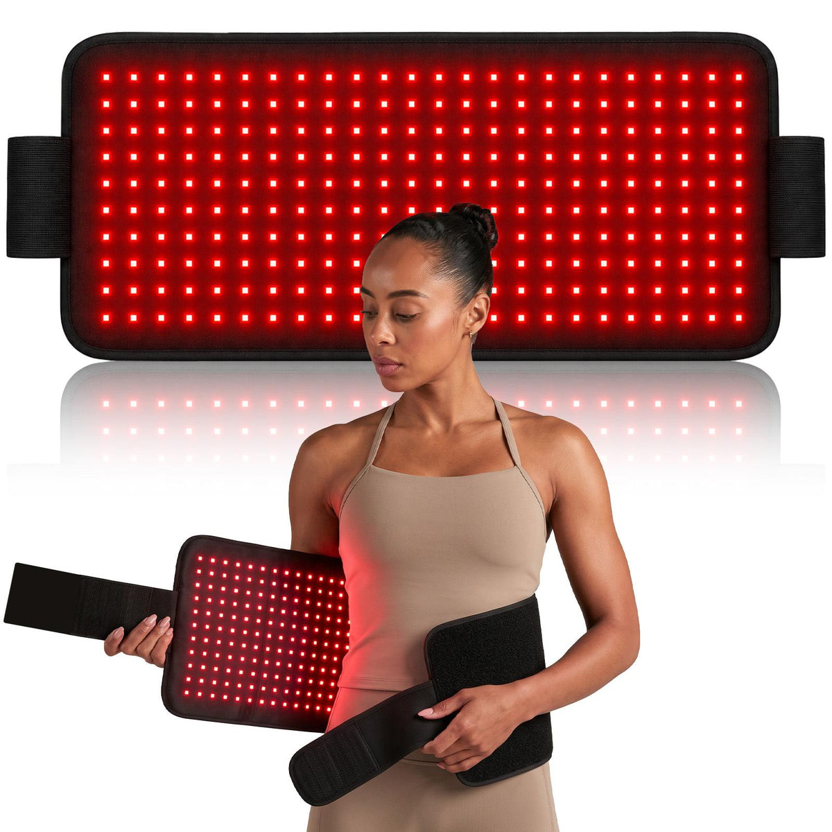 CooCoCo Large Red Light Therapy Mat for Body Relief – 12"x24" Infrared Heating Pad with 660nm & 850nm LEDs (276 Light Chips) - CO-6515-BLK