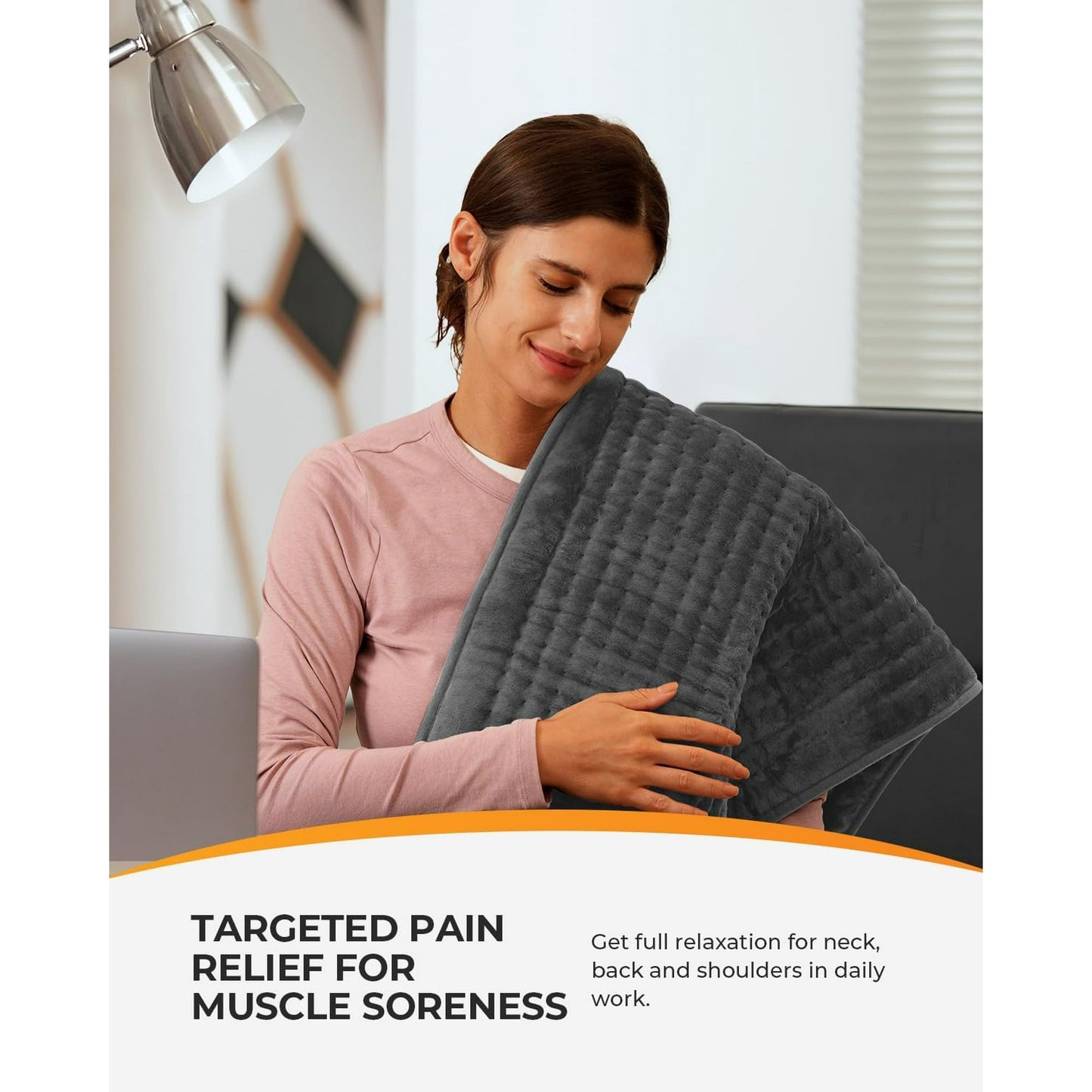 WM-1223C Coococo 33"x17" Large Electric Heating Pad for Back Neck Shoulders Muscle Pain, Cramps Relief with Auto Shut off, 3 Timer, 6 Temp Controller, Gifts