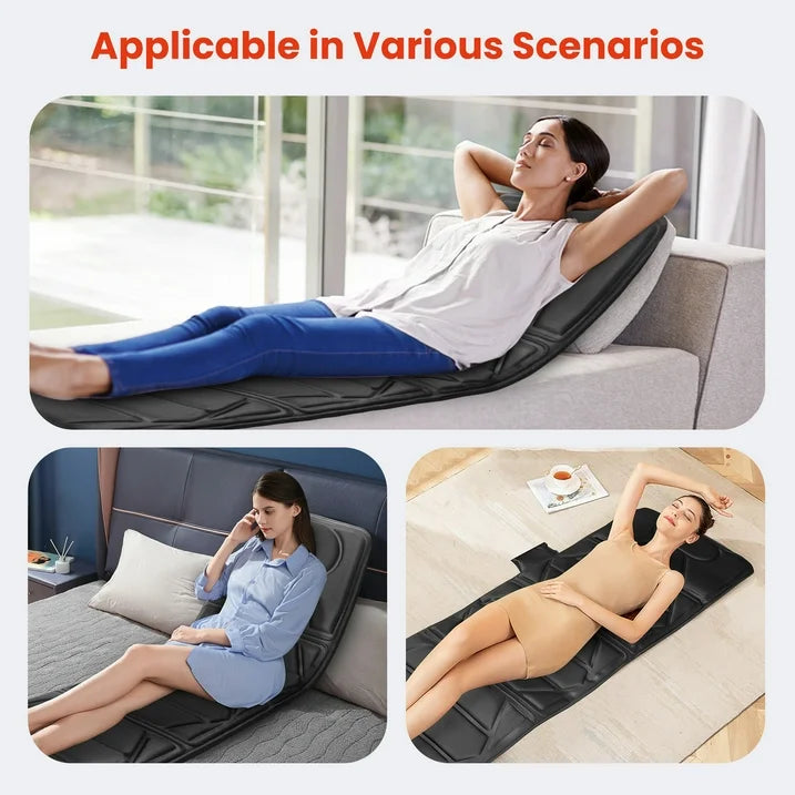 Heated Full Body Massage Mat - Vibrating Massage Pad for Back, Neck & Shoulders