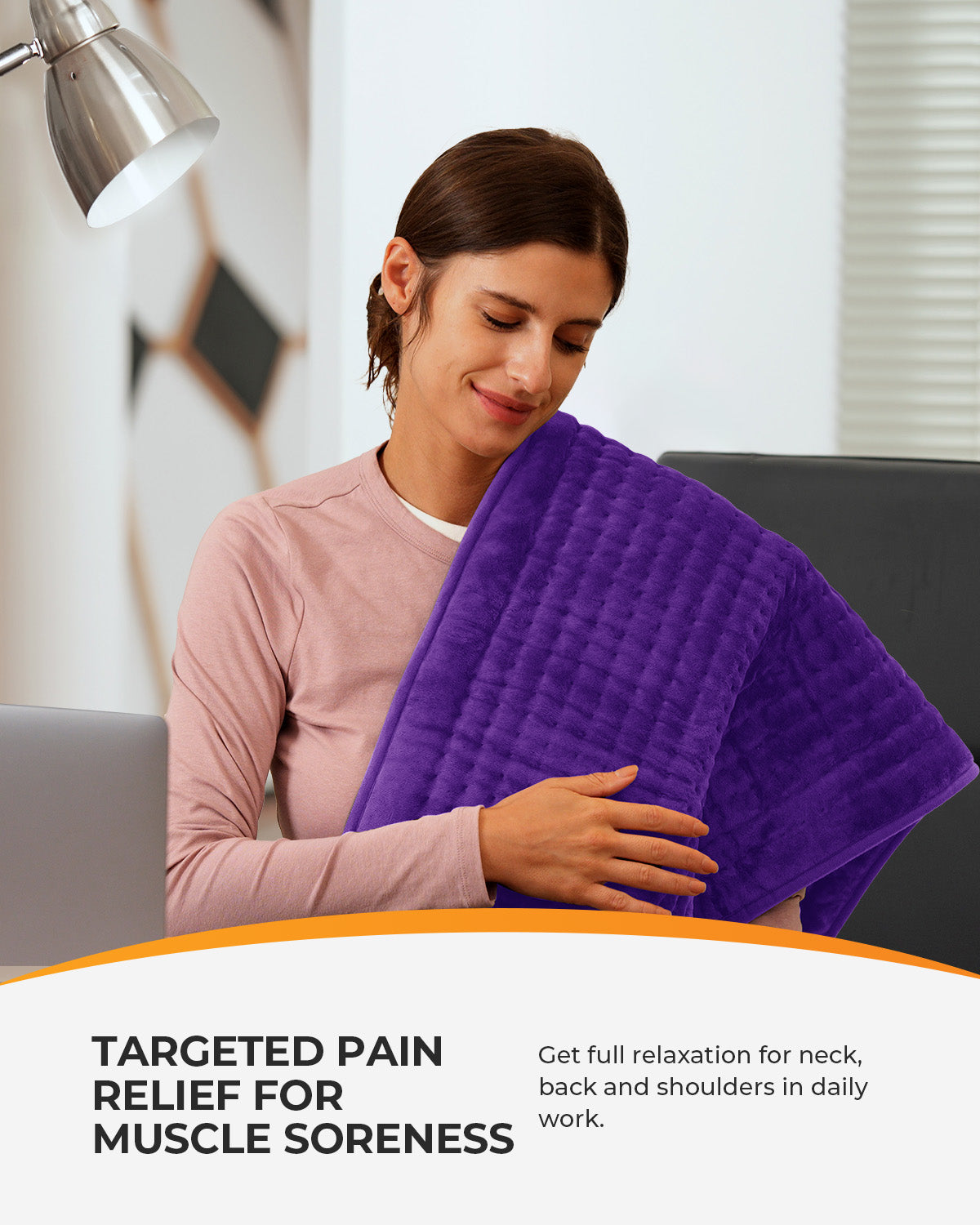 WM-HP01-PUR Coococo 33"x18" Large Electric Heating Pad for Back Neck Shoulders Muscle Pain, Cramps Relief with Auto Shut off, 3 Timer, 6 Temp Controller, Gifts