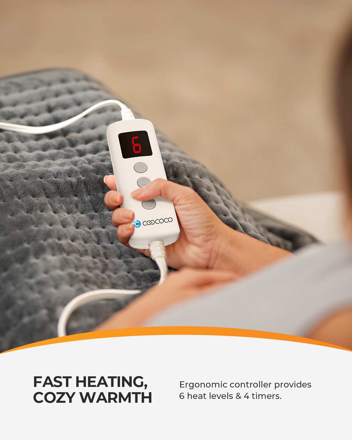 WM-HP01-GRN CooCoCo 33"x18" Large Electric Heating Pad for Back Neck Shoulders Muscle Pain, Cramps Relief with Auto Shut off, 3 Timer, 6 Temp Controller