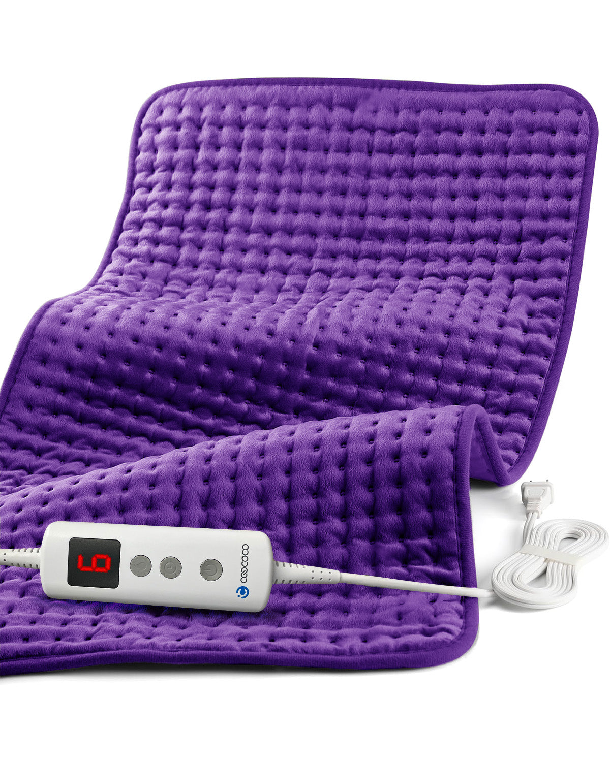 WM-HP01-PUR Coococo 33"x18" Large Electric Heating Pad for Back Neck Shoulders Muscle Pain, Cramps Relief with Auto Shut off, 3 Timer, 6 Temp Controller, Gifts