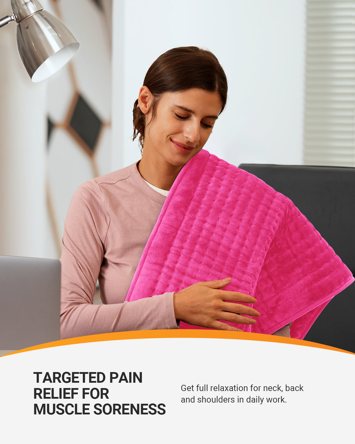 WM-HP01-PNK Coococo 33"x18" Large Electric Heating Pad for Back Neck Shoulders Muscle Pain, Cramps Relief with Auto Shut off, 3 Timer, 6 Temp Controller, Gifts