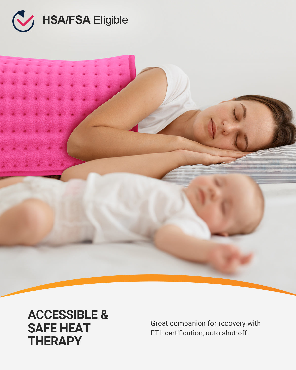 WM-HP01-PNK Coococo 33"x18" Large Electric Heating Pad for Back Neck Shoulders Muscle Pain, Cramps Relief with Auto Shut off, 3 Timer, 6 Temp Controller, Gifts