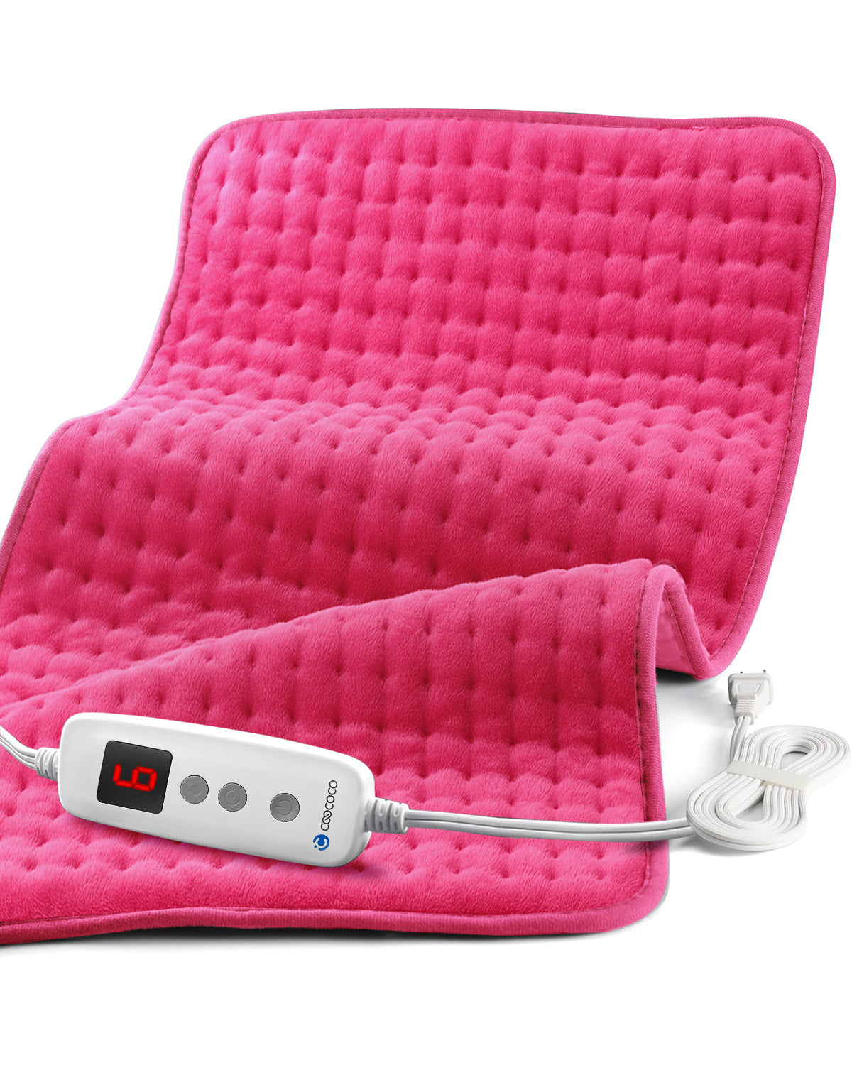 WM-HP01-PNK Coococo 33"x18" Large Electric Heating Pad for Back Neck Shoulders Muscle Pain, Cramps Relief with Auto Shut off, 3 Timer, 6 Temp Controller, Gifts