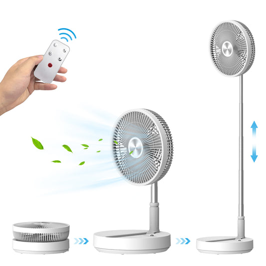 Foldable Fan, Rechargeable fan, 7200mAh Stand fan with 4 Speed Modes- P21W